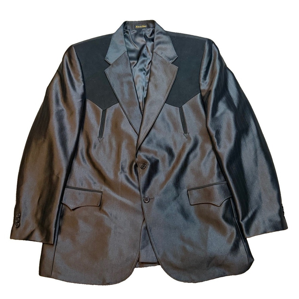 Circle S Blazer 48L Gray Black Rockabilly Western Sport Coat Jacket 2 Button